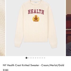 Sporty & Rich NY Health Crest Sweater - Cream and Merlot